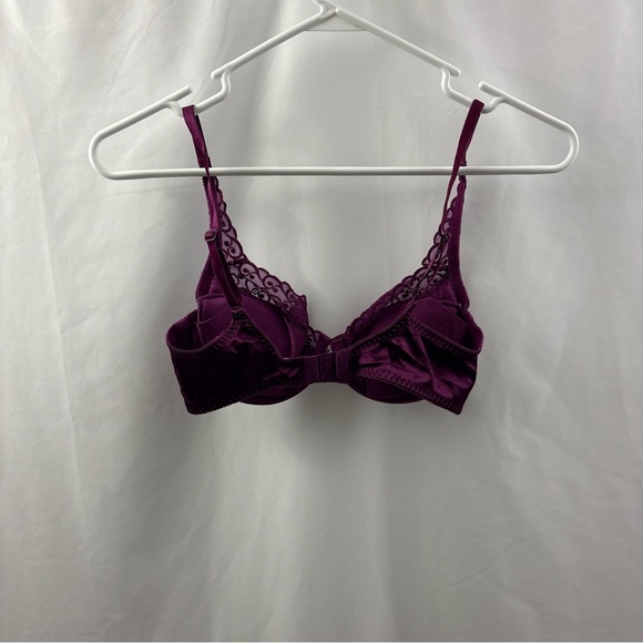 Victoria's Secret Bra 34C Maroon Padded Underwire  Lace Trim Removable Pads - Picture 6 of 11